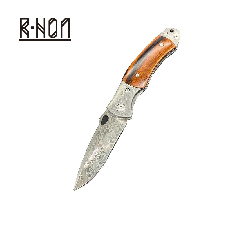Edc Carry Pocket Knife - RHON 3.14inch Premium Damascus Steel Folding