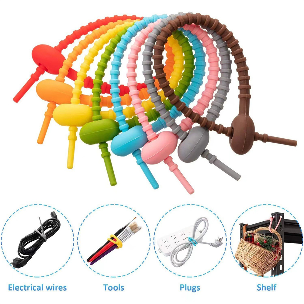 10Pcs/Lot Multi Color Silicone - огляд і ціна Gear Tie Reusable
